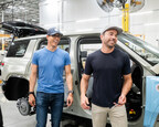 RJ Scaringe, CEO of Rivian and Mark Rober, founder of CrunchLabs at Rivian