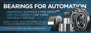 Boca Bearings has expanded its automation bearing inventory, adding new options for linear motion, industrial automation, and robotics applications