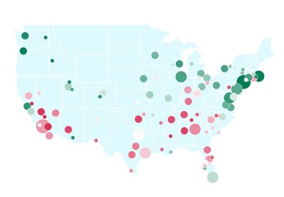 U.S. Safe Streets Index Map of Top 100 Metros